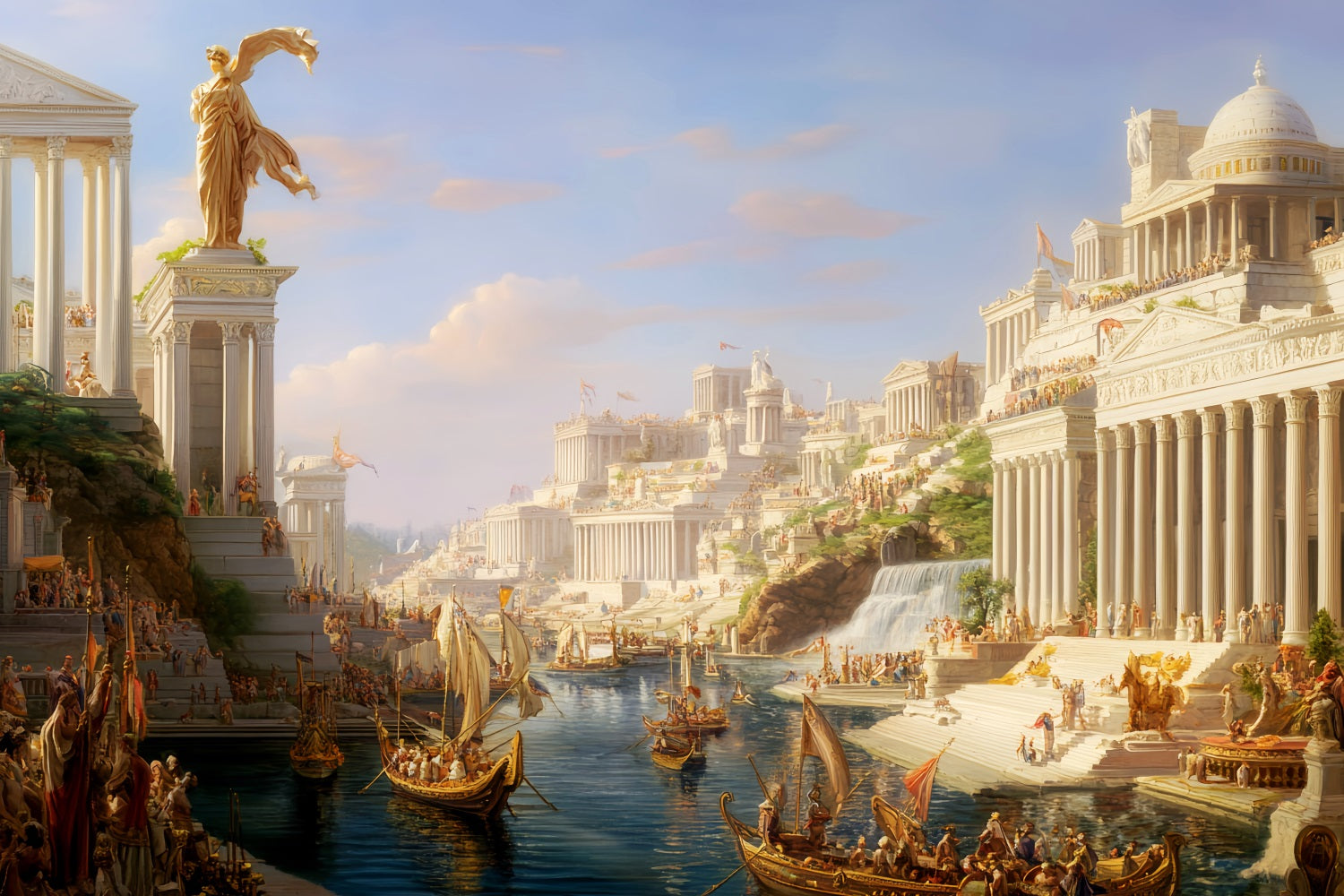 Europe Backdrop Ancient Greek Harbor City European Backdrop LXX59-47