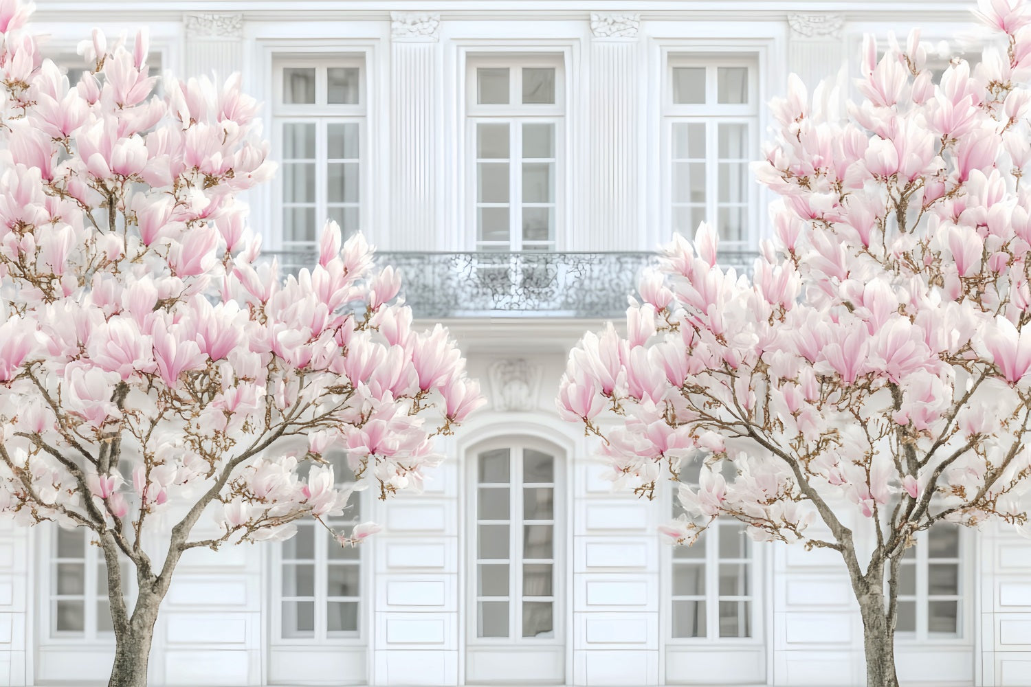 Europe Backdrop Parisian Magnolia White Facade Paris Backdrop LXX59-48