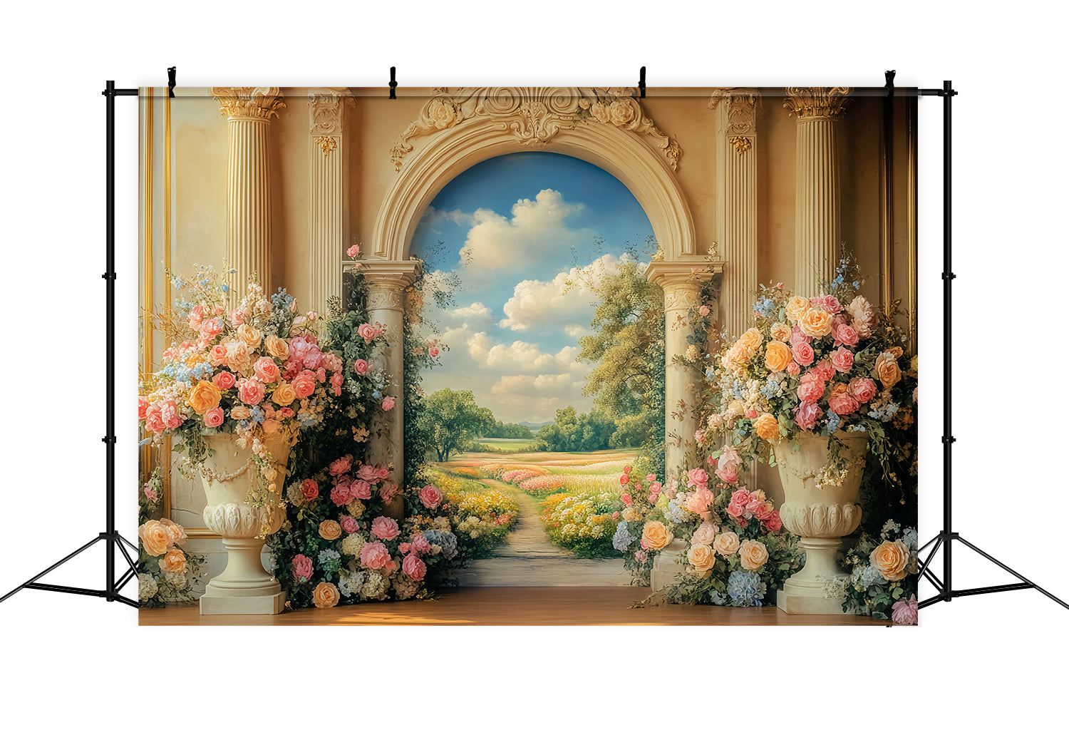 Europe Backdrop Floral Archway Blooming Meadow European Backdrop LXX59-53