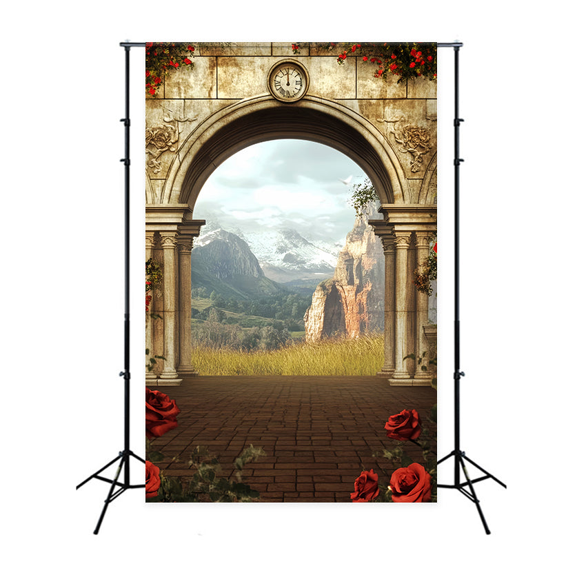 Europe Backdrop Ancient Archway Mountain View Paris Backdrop Ideas LXX59-54