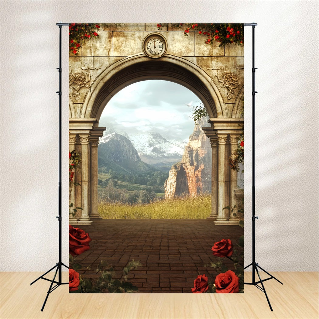 Europe Backdrop Ancient Archway Mountain View Paris Backdrop Ideas LXX59-54