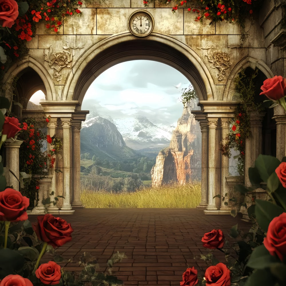 Europe Backdrop Ancient Archway Mountain View Paris Backdrop Ideas LXX59-54