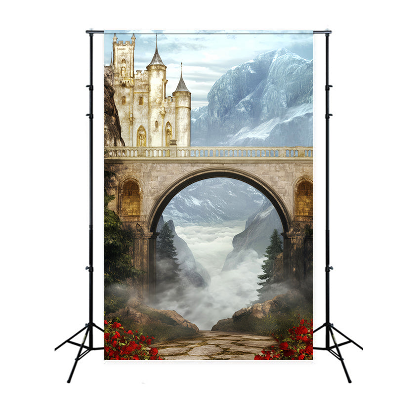 Europe Backdrop Castle Bridge Misty Valley Paris Backdrop LXX59-55