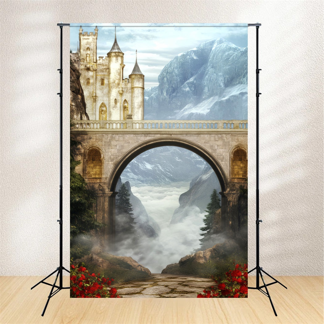 Europe Backdrop Castle Bridge Misty Valley Paris Backdrop LXX59-55