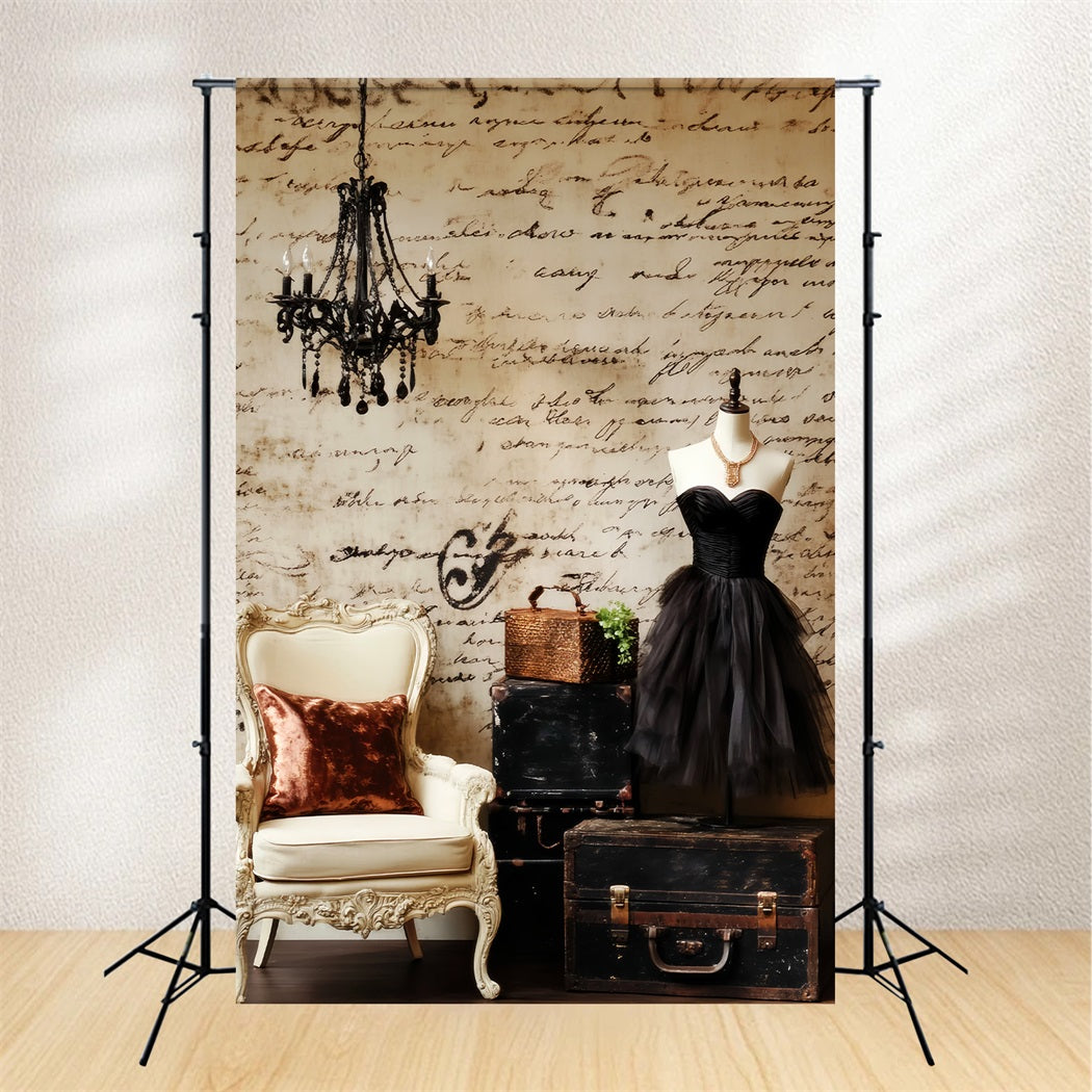 Europe Backdrop Vintage Script Chandelier Paris Backdrop LXX59-57