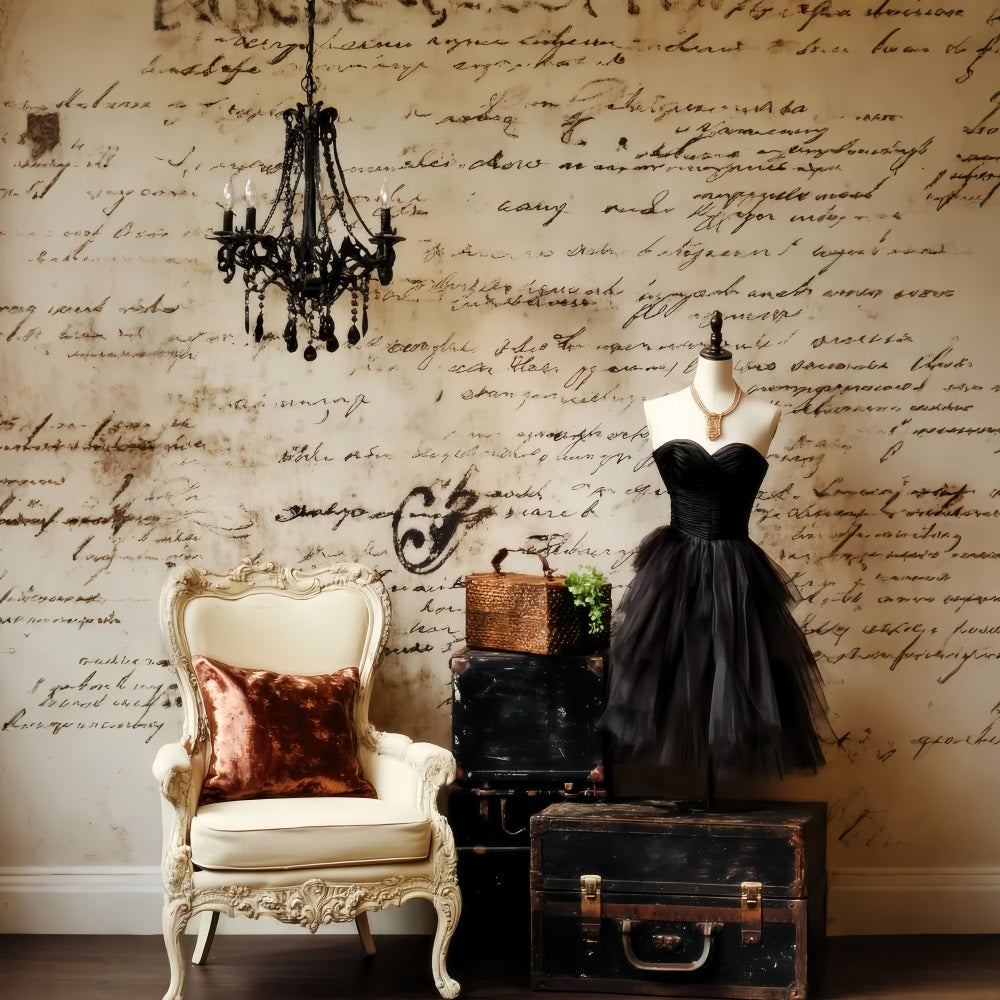 Europe Backdrop Vintage Script Chandelier Paris Backdrop LXX59-57
