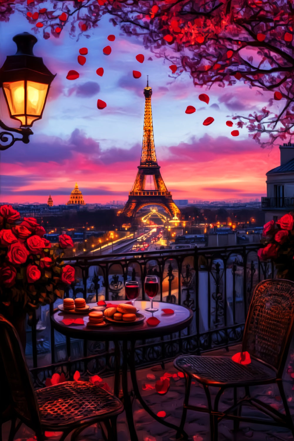 A Night in Paris Backdrop Romantic Balcony Sunset View Paris Backdrop LXX59-63