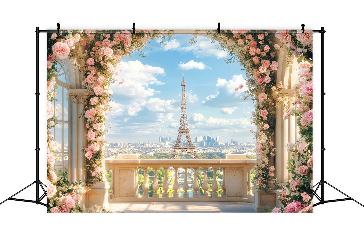 Paris Backdrops Blossoming Rose Archway View Paris Backdrop Ideas LXX59-67