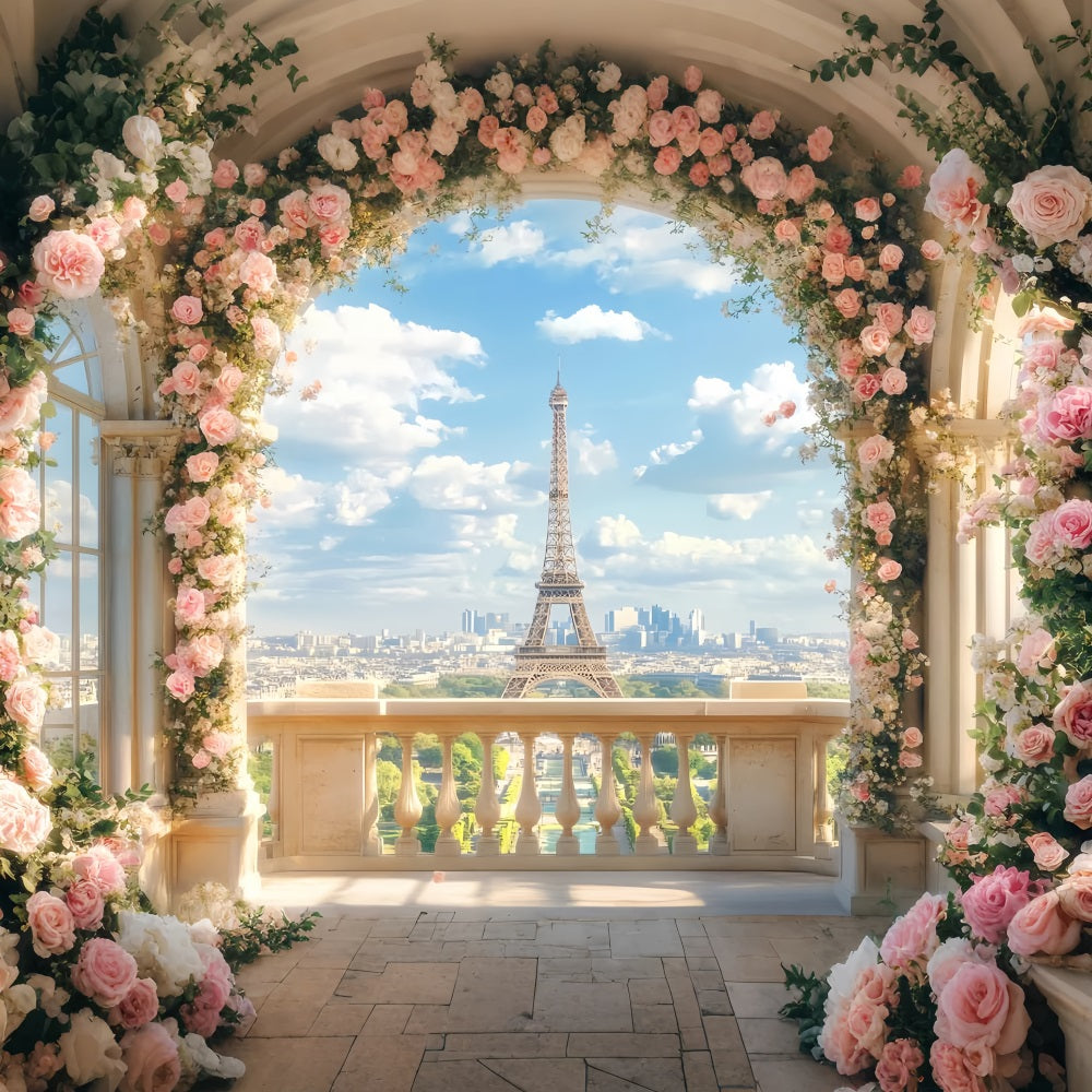 Paris Backdrops Blossoming Rose Archway View Paris Backdrop Ideas LXX59-67