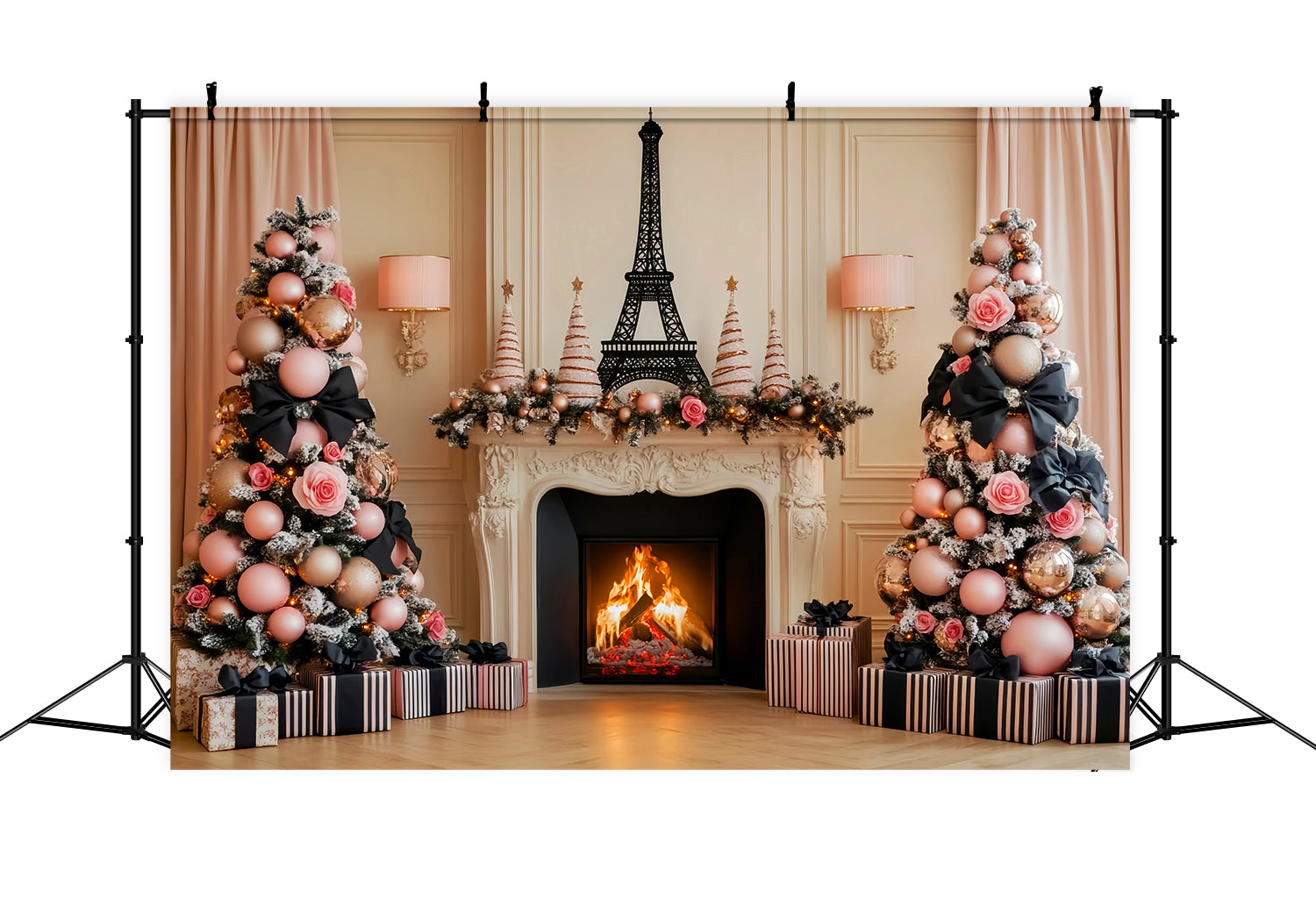 Paris Backdrops Eiffel Tower Christmas Fireplace Paris Backdrop Ideas LXX59-69