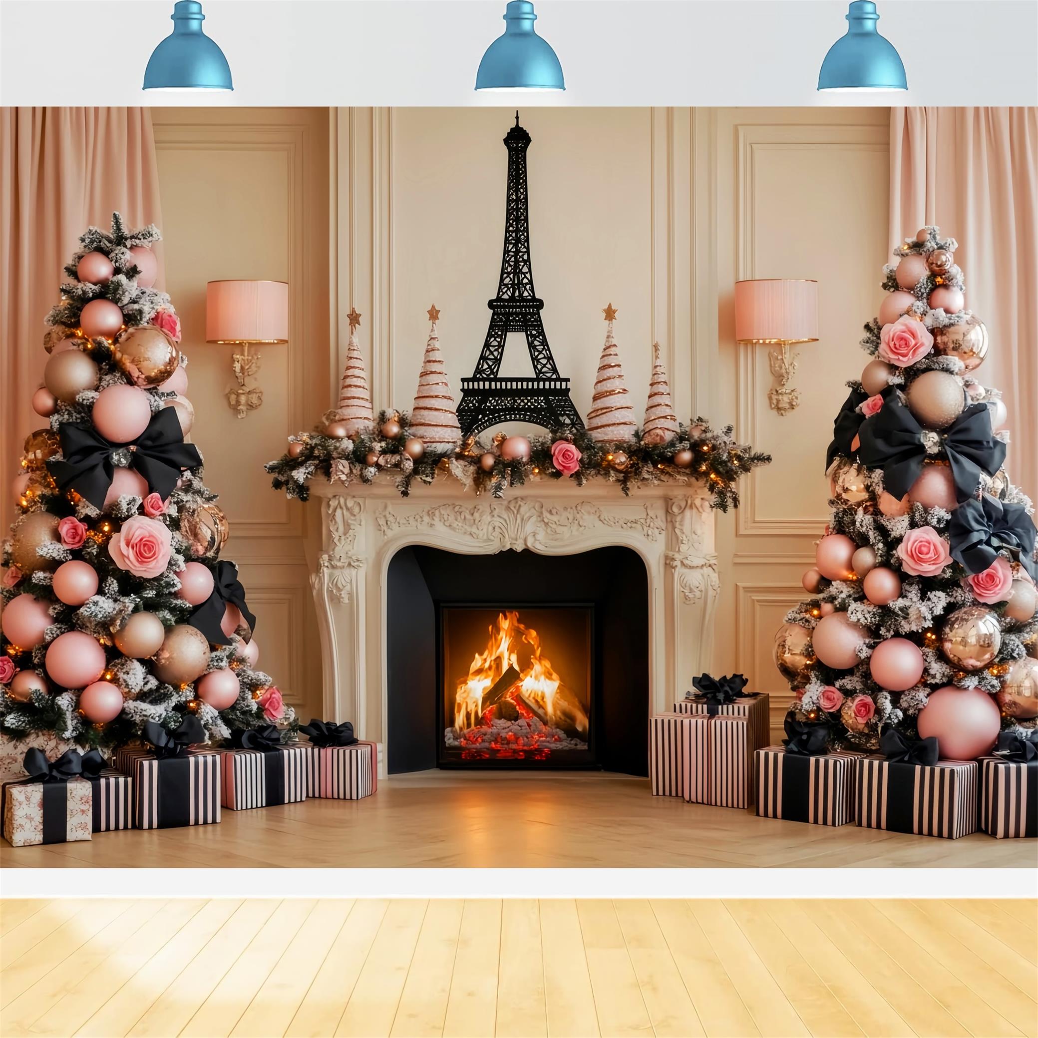 Paris Backdrops Eiffel Tower Christmas Fireplace Paris Backdrop Ideas LXX59-69