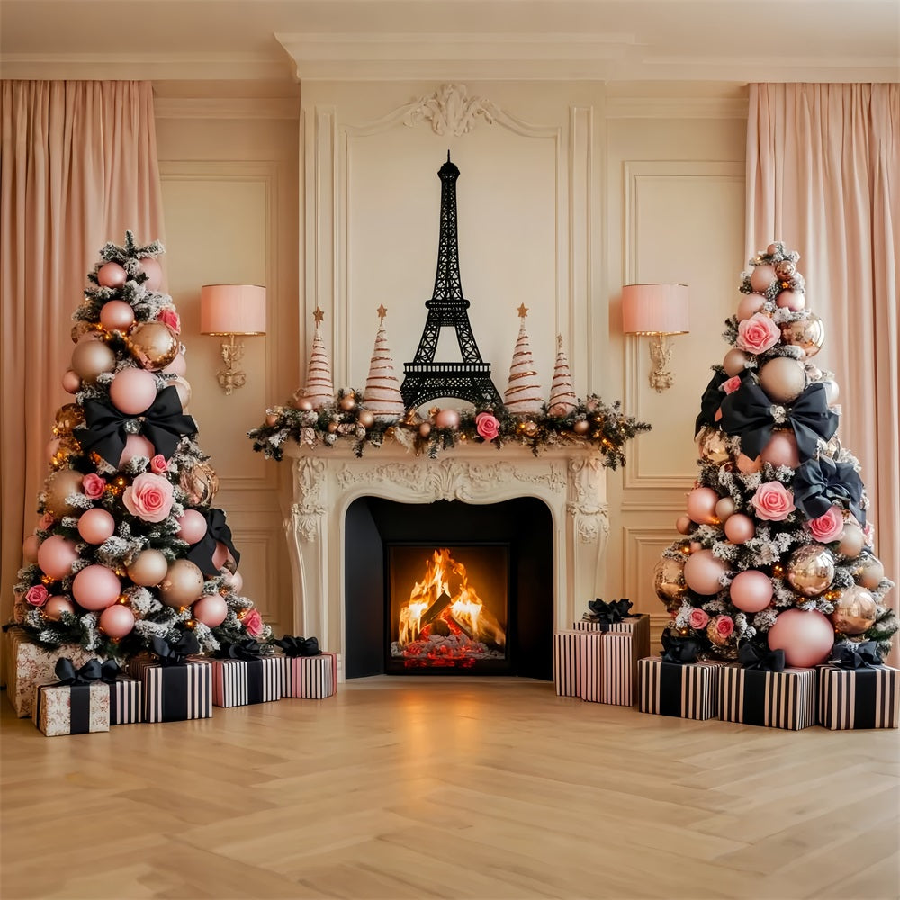 Paris Backdrops Eiffel Tower Christmas Fireplace Paris Backdrop Ideas LXX59-69
