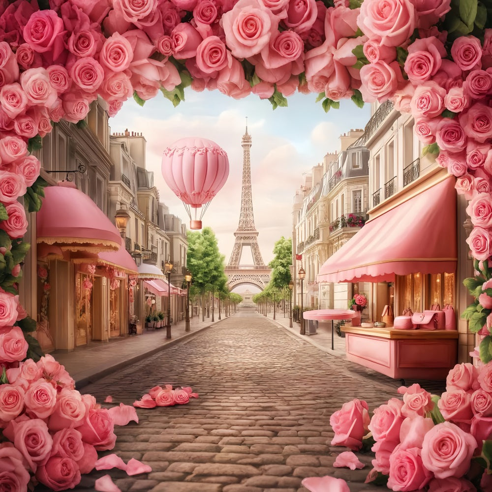 Paris Backdrops Parisian Street Hot Air Balloon Eiffel Tower Paris Backdrop LXX59-72