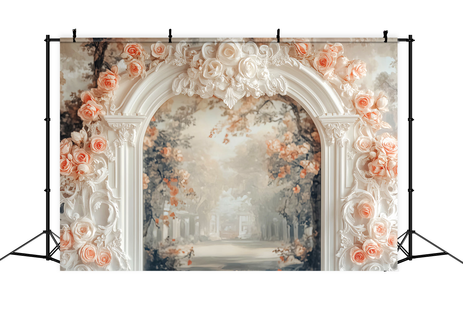 Paris Backdrops Vintage Archway Rose Embellishment European Backdrop LXX59-74