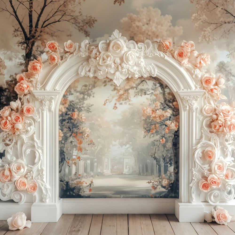 Paris Backdrops Vintage Archway Rose Embellishment European Backdrop LXX59-74