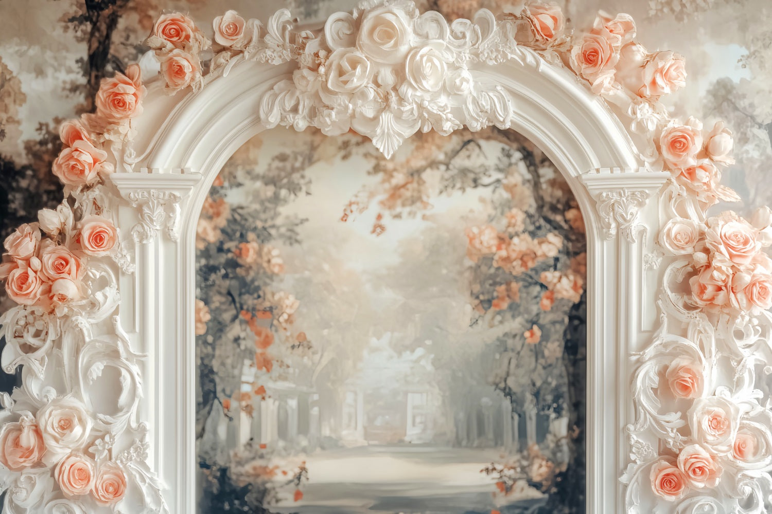 Paris Backdrops Vintage Archway Rose Embellishment European Backdrop LXX59-74