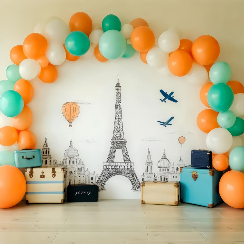 Paris Backdrops Eiffel Tower Balloon Paris Backdrop for Pictures LXX59-75