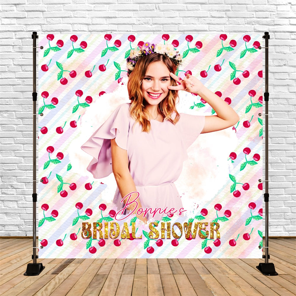 Bridal Shower Backdrops Playful Cherry Bliss Personalized Backdrop LXX6-105