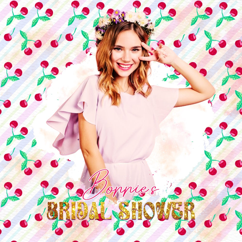 Bridal Shower Backdrops Playful Cherry Bliss Personalized Backdrop LXX6-105