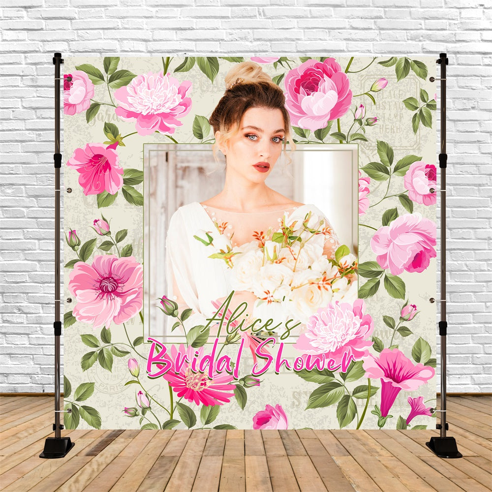 Bridal Shower Photo Backdrop Pink Peony Romance Custom Backdrop LXX6-106
