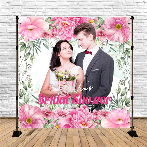 Bridal Shower Backdrop Floral Romantic Moment Customized Backdrop LXX6-107
