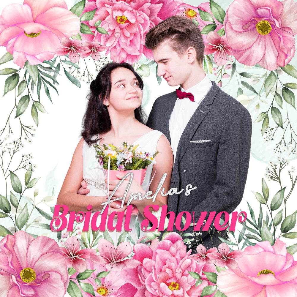 Bridal Shower Backdrop Floral Romantic Moment Customized Backdrop LXX6-107