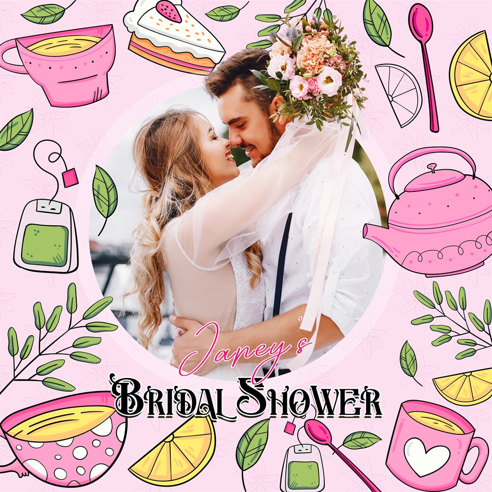 Wedding Backdrop Ideas Cute Cups Cartoon Personalized Backdrop LXX6-111