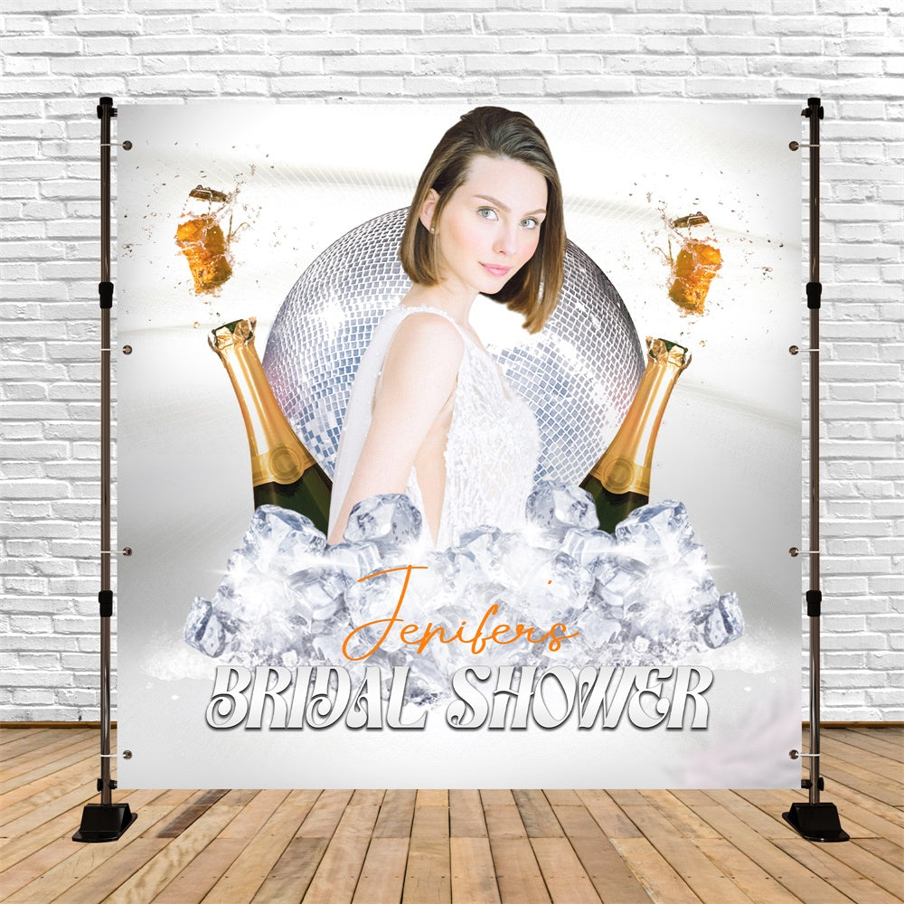 Bridal Shower Backdrops Disco Champagne Chill Personalized Backdrop LXX6-114