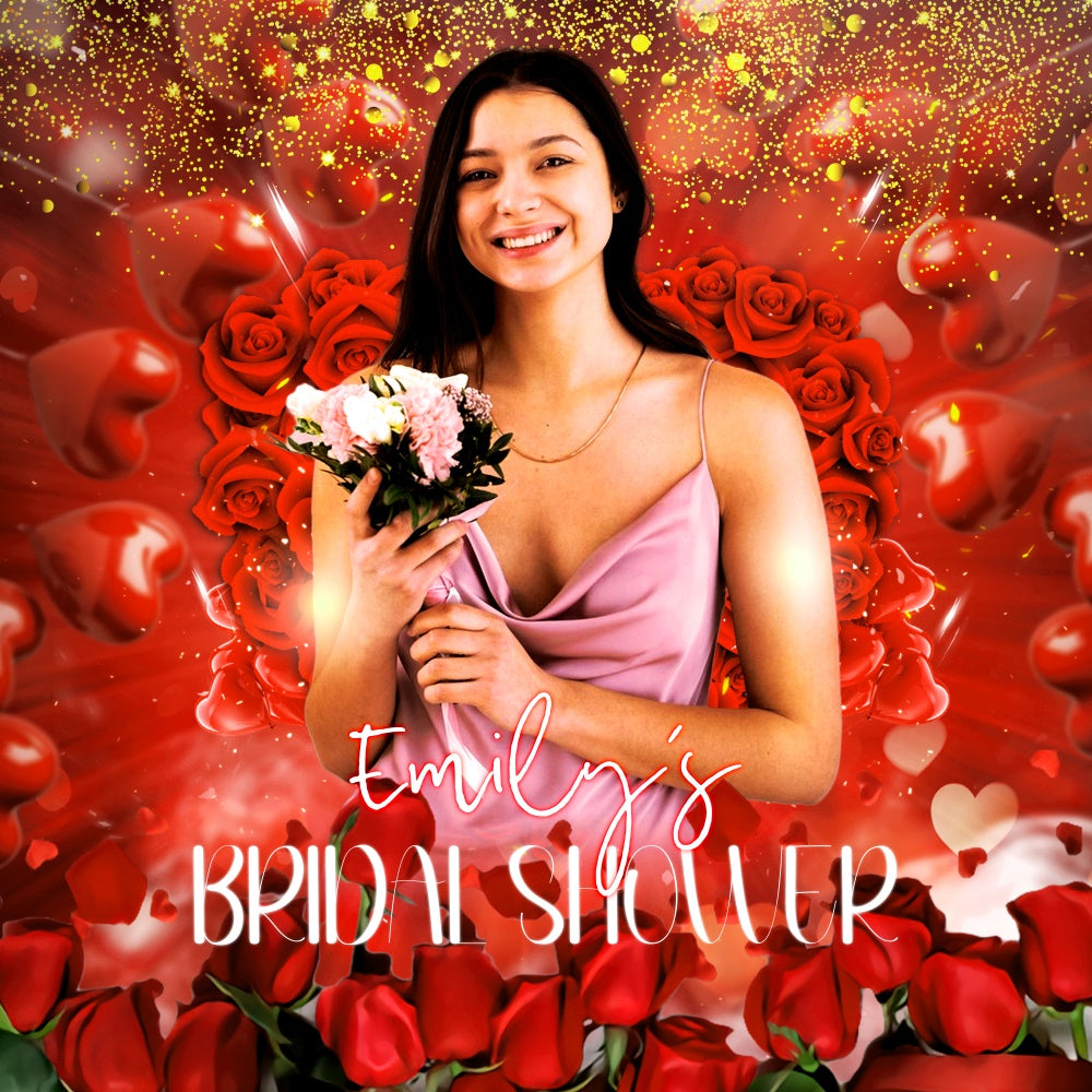 Bridal Shower Backdrop Sparkling Rose Garden Custom Backdrop LXX6-124