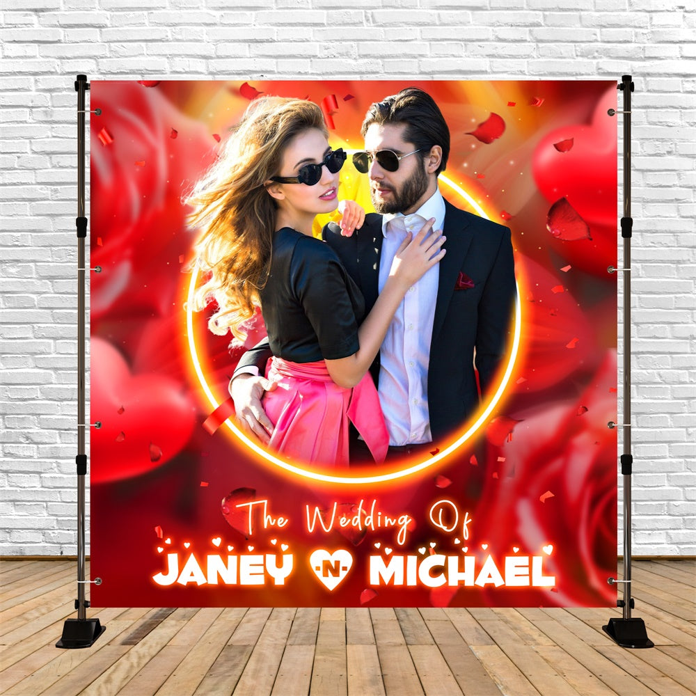 Wedding Backdrop Design Chic Hearts Romance Customized Backdrop LXX6-1