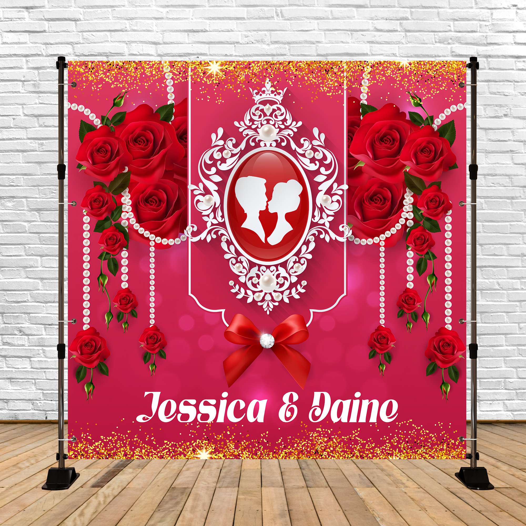 Custom Wedding Photo Backdrop Enchanted Rose Pearl Backdrop LXX6-128