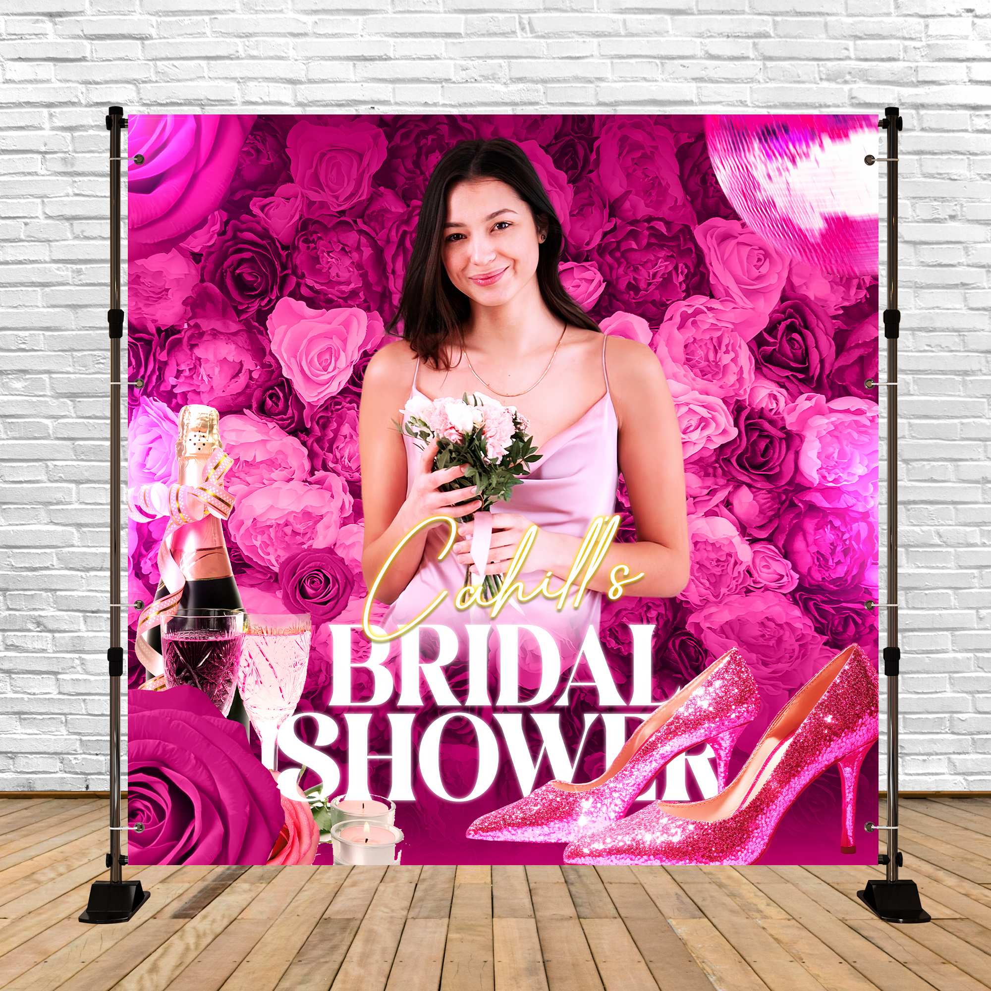 Bridal Shower Photo Backdrop Pink Luxe Vibe Custom Backdrop LXX6-132