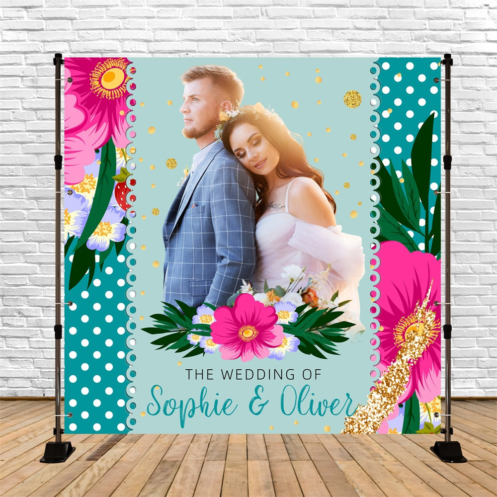 Custom Wedding Photo Backdrop Polka Dot Garden Bliss Backdrop LXX6-139
