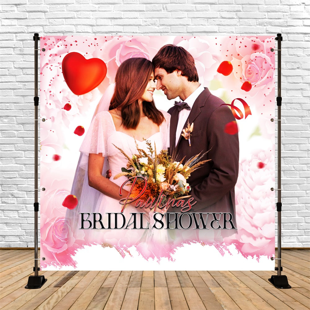 Bridal Shower Photo Backdrop Pink Rose Romance Custom Backdrop LXX6-141