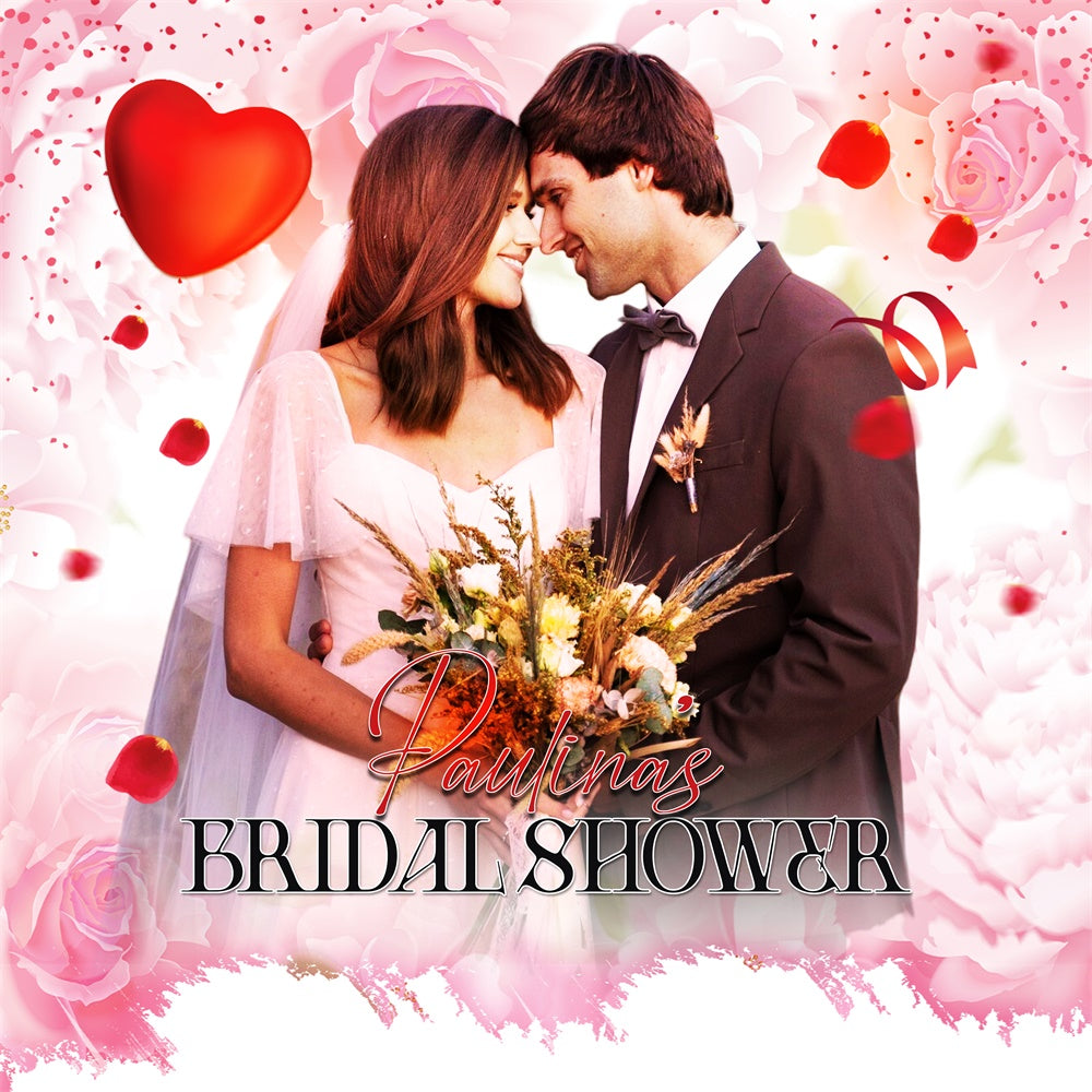 Bridal Shower Photo Backdrop Pink Rose Romance Custom Backdrop LXX6-141
