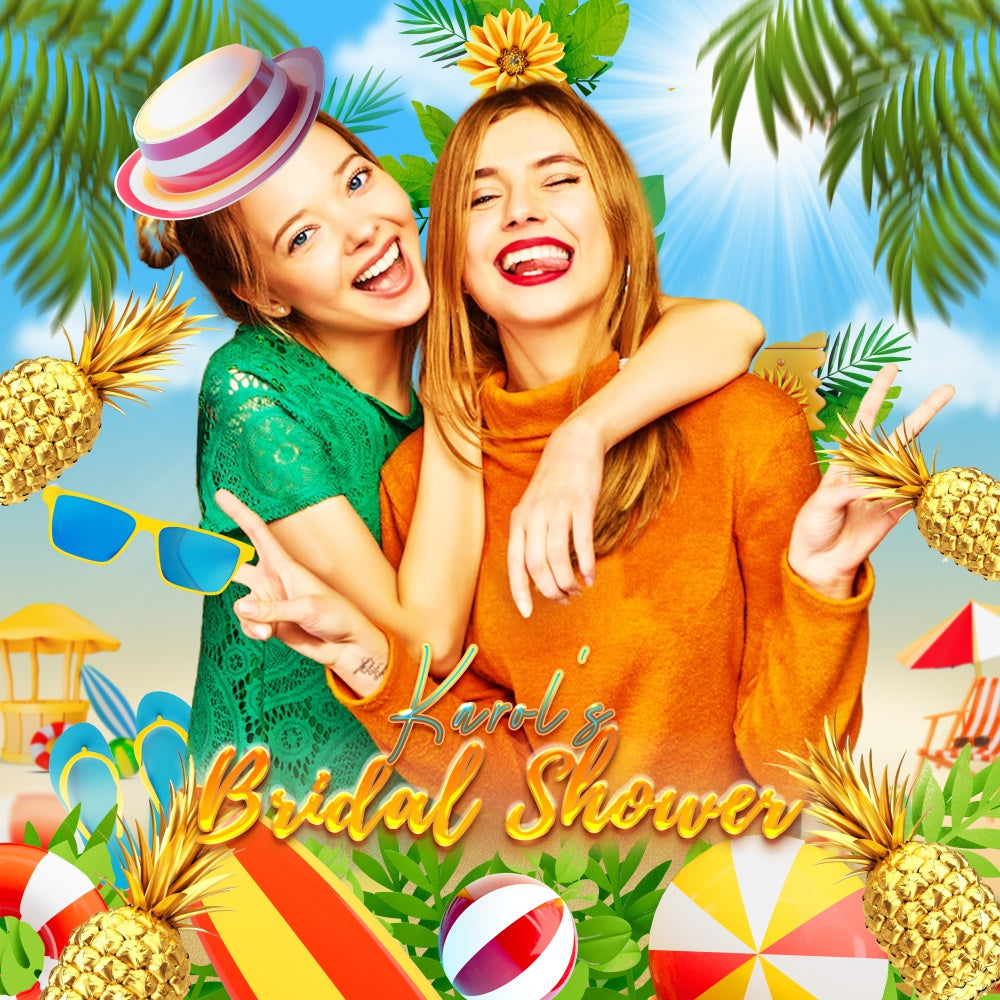Bridal Shower Backdrop Tropical Fun Customized Summer Backdrop LXX6-142