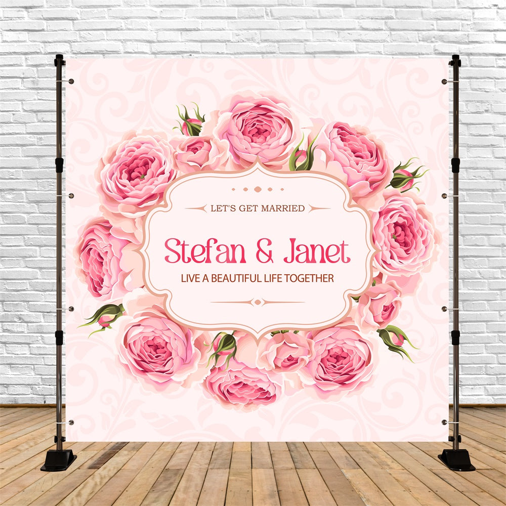 Backdrop For Wedding Romantic Petals Frame Personalized Backdrop LXX6-144