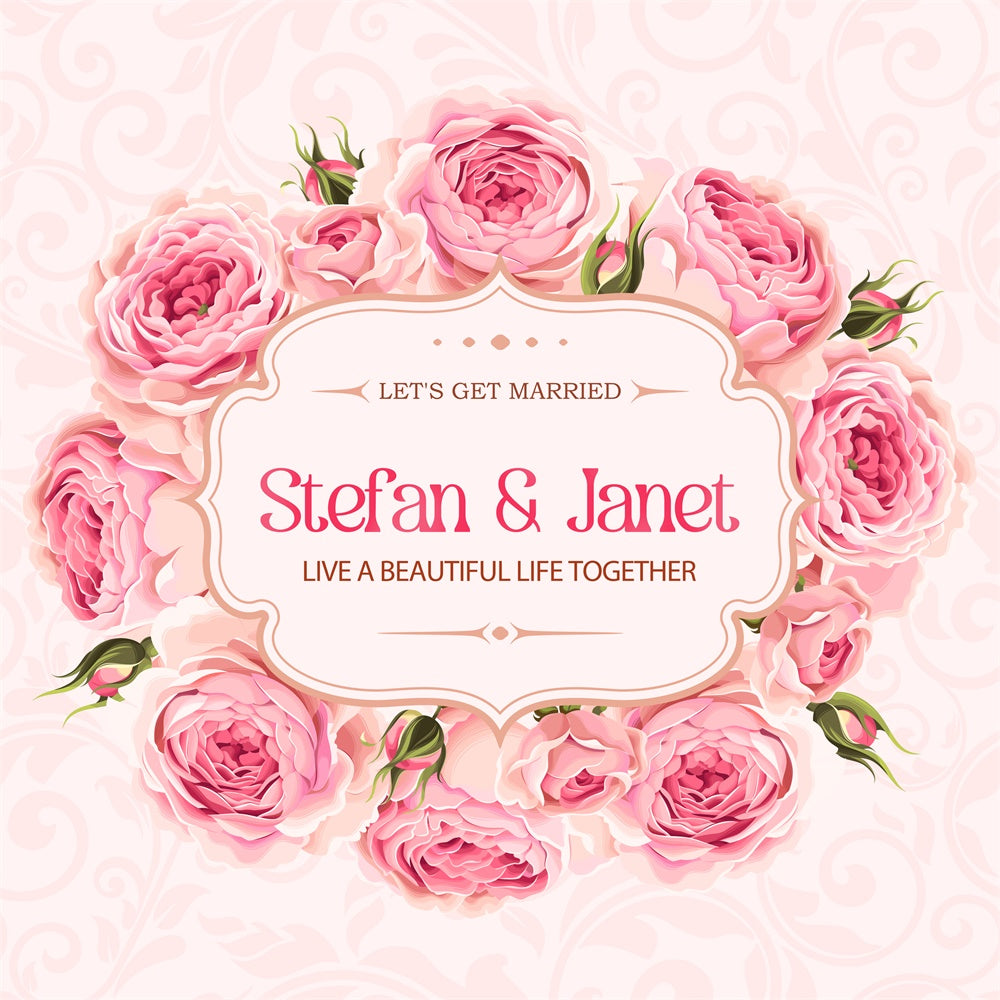 Backdrop For Wedding Romantic Petals Frame Personalized Backdrop LXX6-144