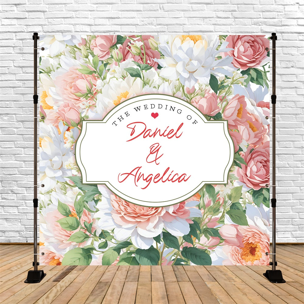 Personalized Backdrop For Wedding Lush Floral Harmony Backdrop LXX6-14