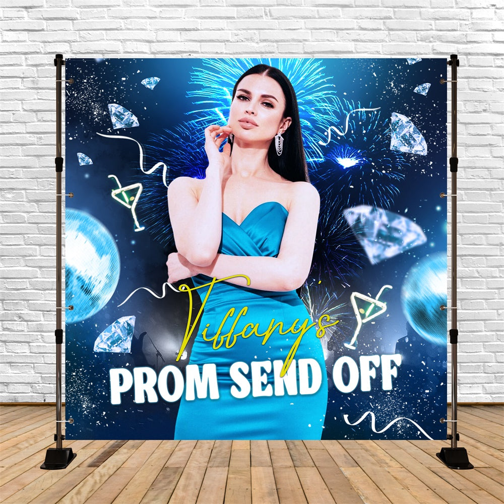Prom Backdrop 2025 Blue Radiance Night Custom Party Graduation Backdrop LXX6-149