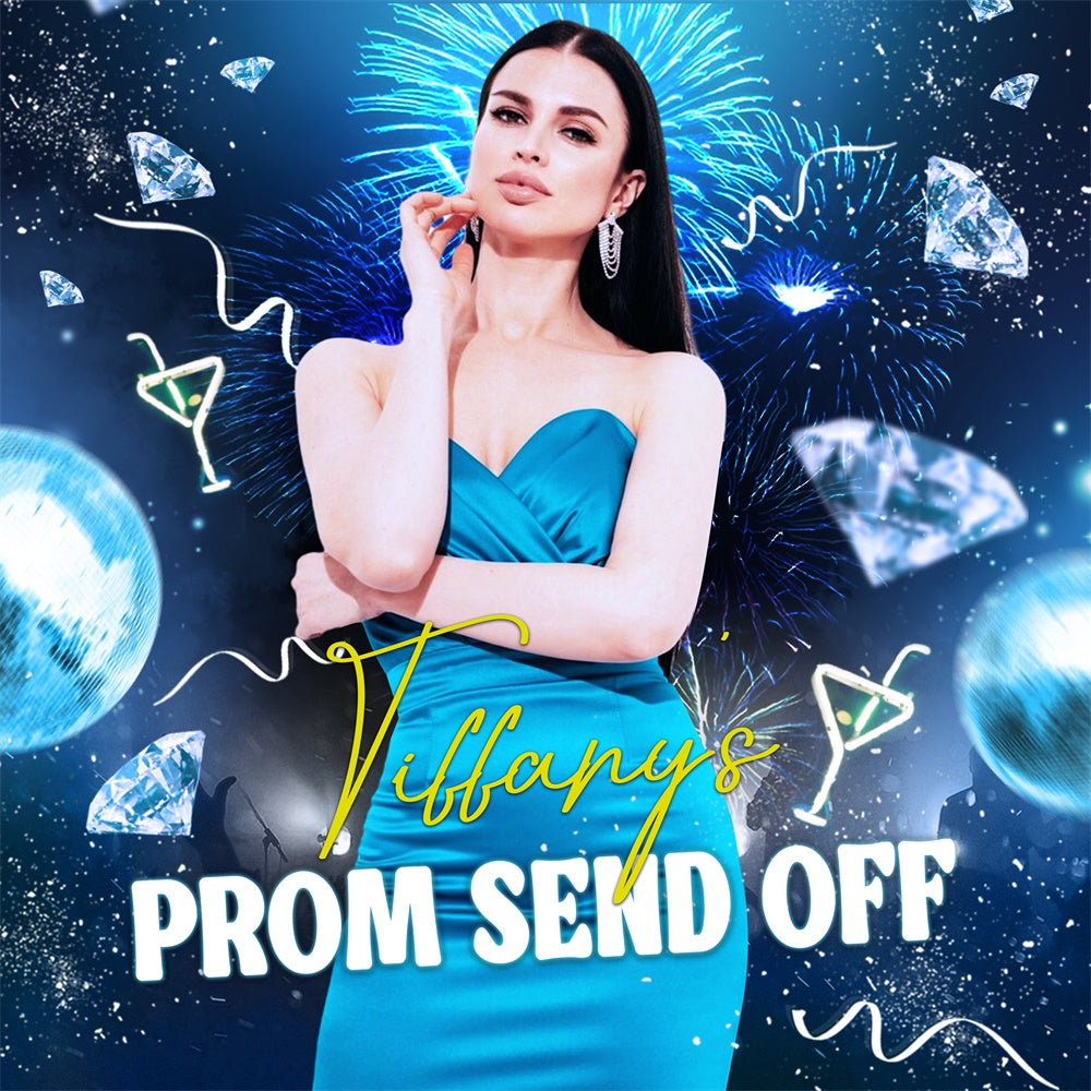 Prom Backdrop 2025 Blue Radiance Night Custom Party Graduation Backdrop LXX6-149