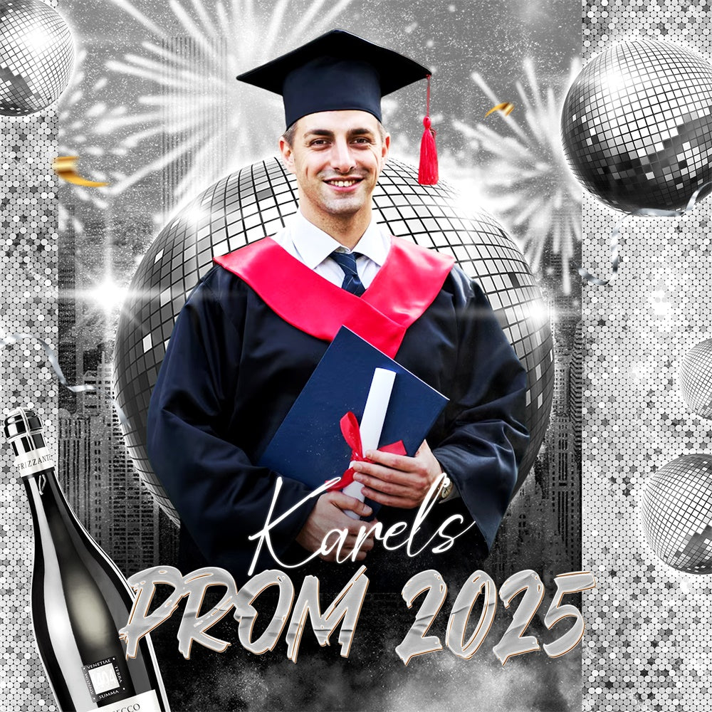 Prom Backdrops Silver Spotlight Disco Custom Party Graduation Backdrop LXX6-155