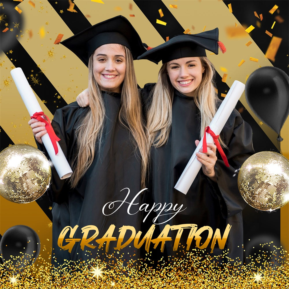 2025 Graduation Backdrop Golden Stripe Custom Party Graduation Backdrop LXX6-157