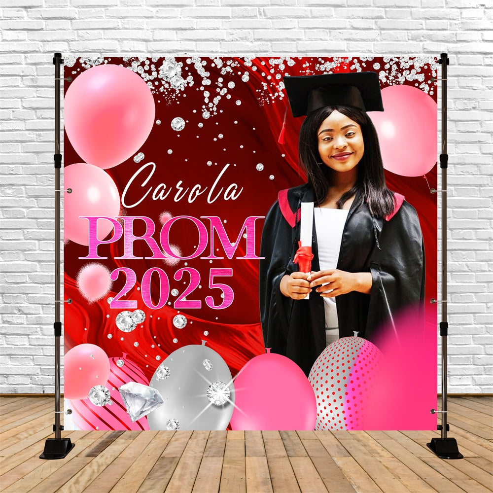Backdrop For Prom Pink Sparkle Diamond Custom Party Graduation Backdrop LXX6-160