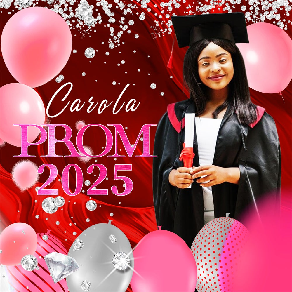 Backdrop For Prom Pink Sparkle Diamond Custom Party Graduation Backdrop LXX6-160