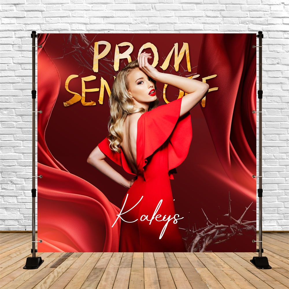 Backdrops For Prom Gold Red Luxe Personalized Party Graduation Backdrop LXX6-166