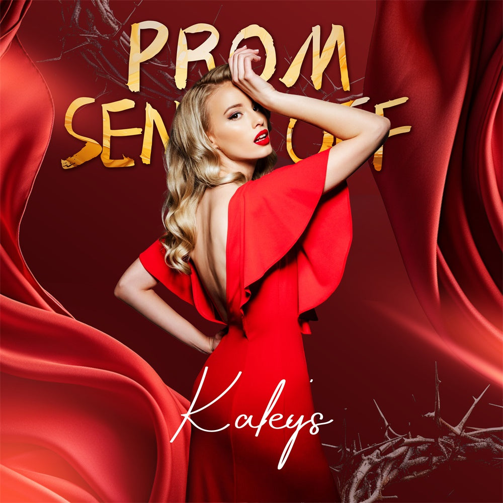 Backdrops For Prom Gold Red Luxe Personalized Party Graduation Backdrop LXX6-166