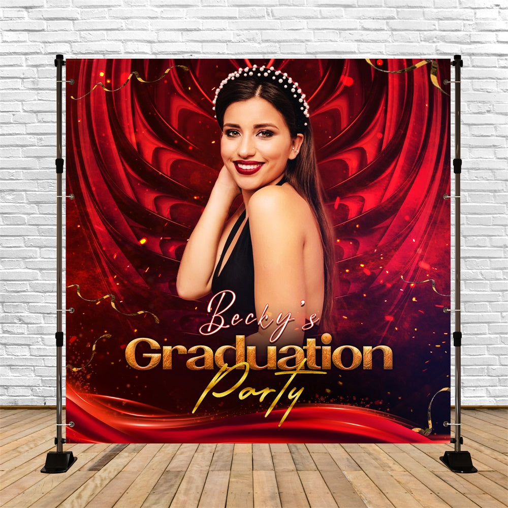 Personalized Graduation Backdrop Radiant Red Party Graduation Backdrop LXX6-167