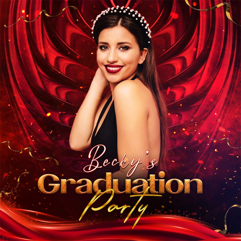 Personalized Graduation Backdrop Radiant Red Party Graduation Backdrop LXX6-167