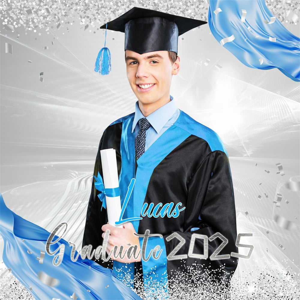 Customized Graduation Backdrop Silver Stream Party Graduation Backdrop LXX6-169